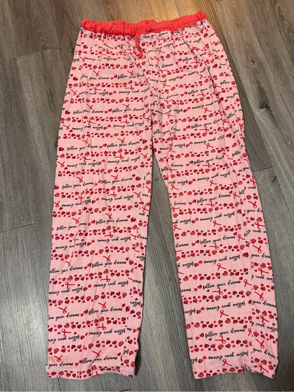Women's Pink Heart & Script Lounge Pants - Cozy Sleepwear size XL